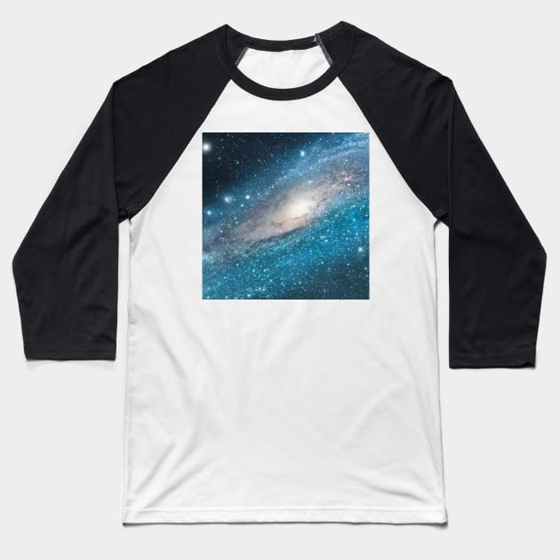 Teal Blue Galaxy Baseball T-Shirt by Siha Arts
